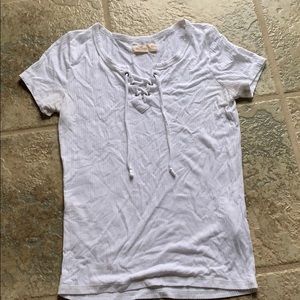 criss cross white ribbed short sleeve